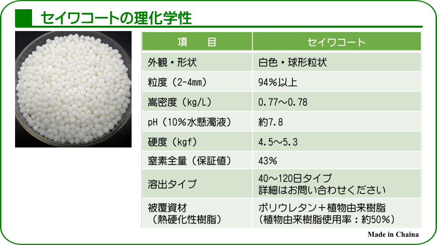 セイワコートの理化学性